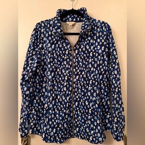 Lilly Pulitzer Blue and White Leopard-Print Zip Jacket